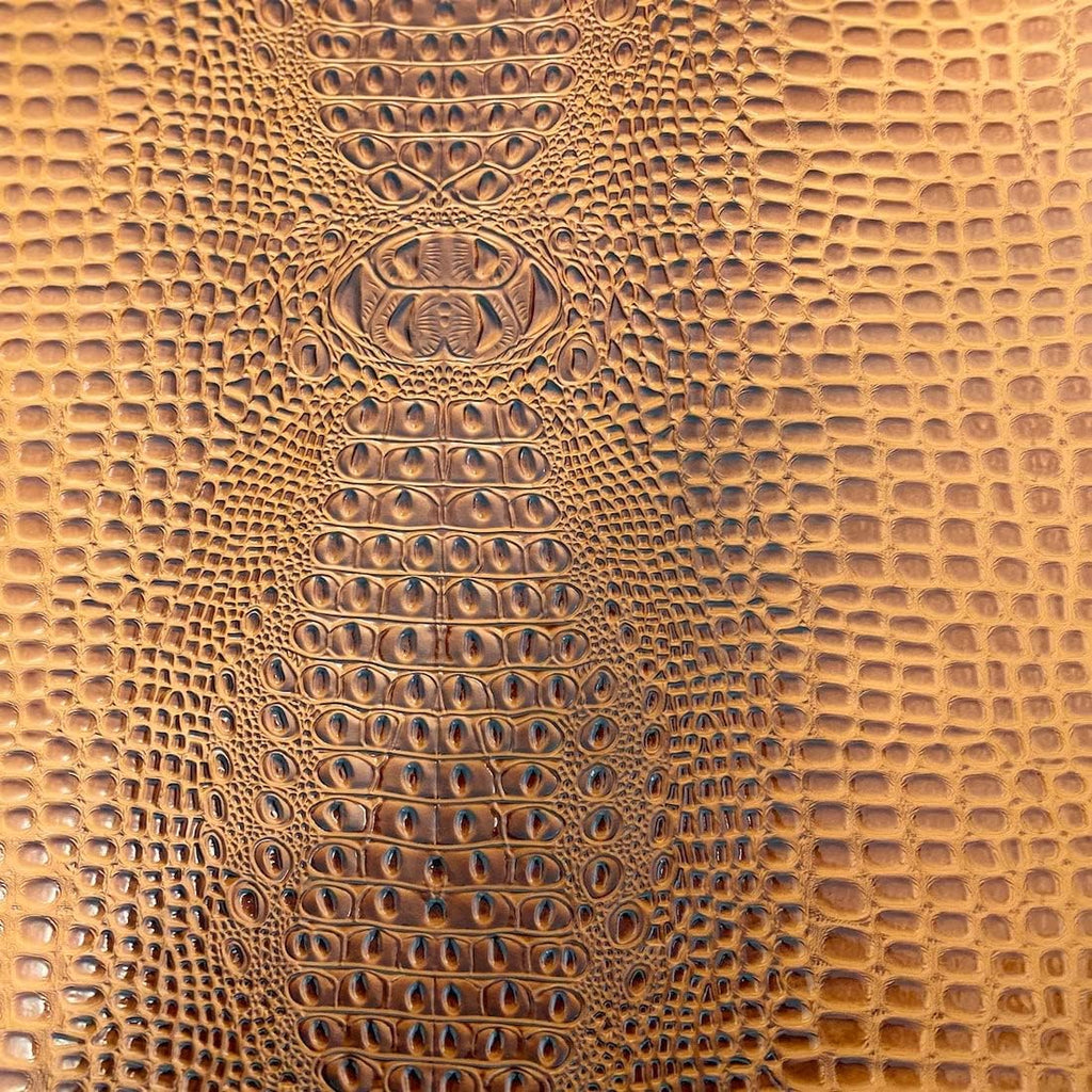 Caramel Faux Gator Leather Fabric - 5-Star Vinyl