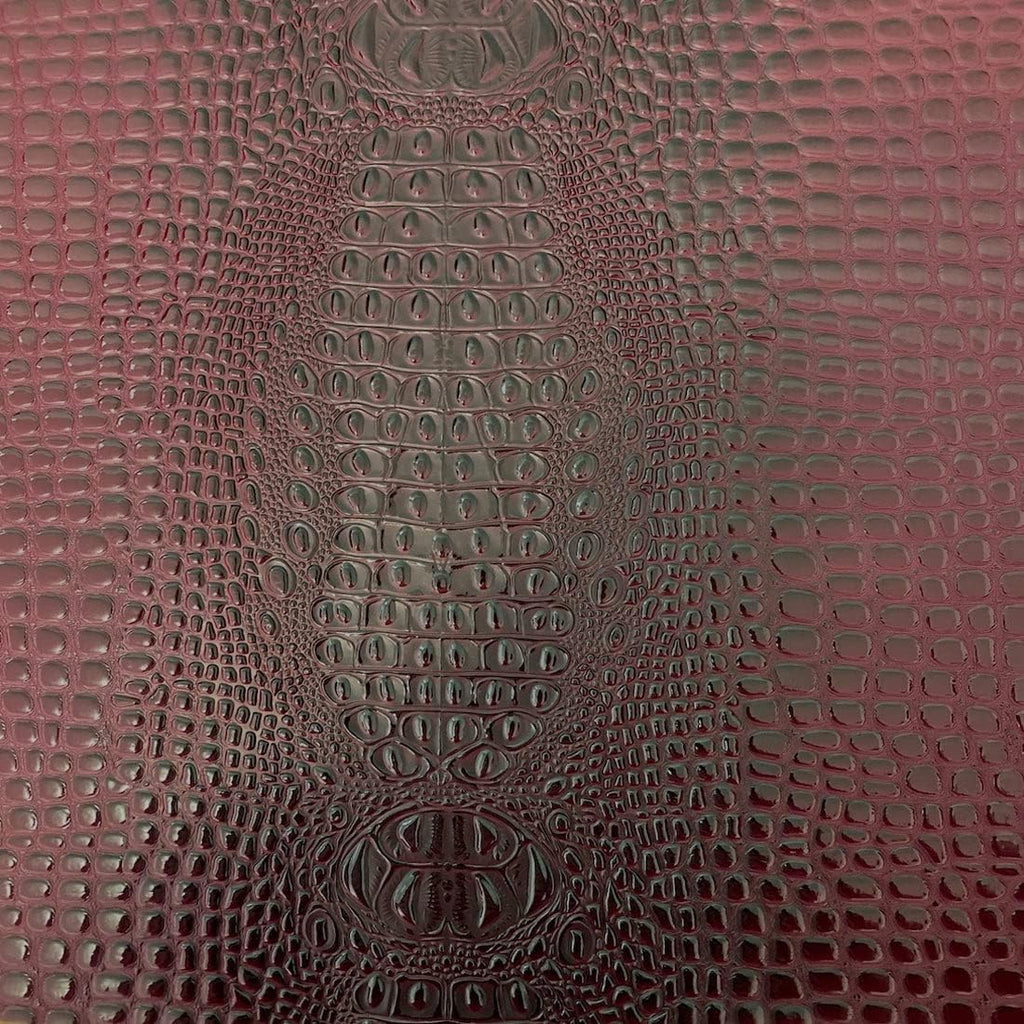 Dark Wine Red Faux Gator Leather Fabric - 5-Star Vinyl