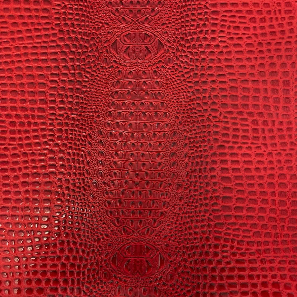 Fire Red Faux Gator Leather Fabric - 5-Star Vinyl