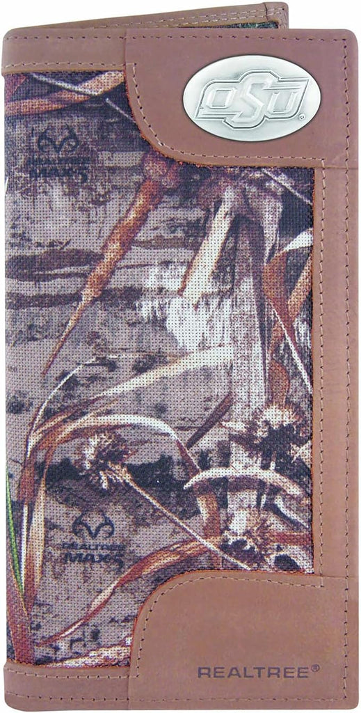 Oklahoma State Cowboys Realtree Max-5 Camo & Leather Roper Wallet - NCAA