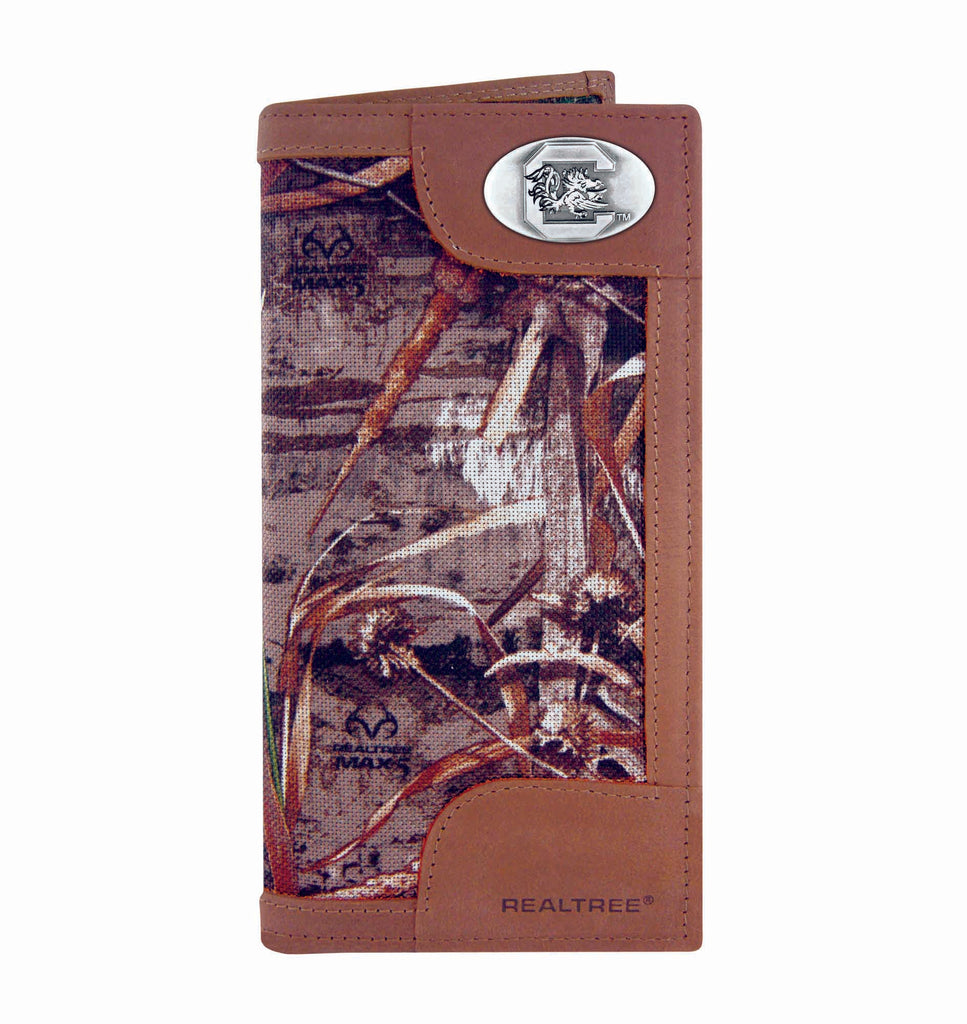 South Carolina Gamecocks Realtree Max-5 Camo & Leather Roper Wallet w/ Concho - NCAA