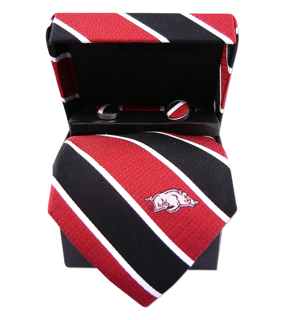 Arkansas Razorbacks Tie, Pocket Square & Cufflinks Box Set - NCAA