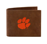 Clemson Tigers Crazyhorse Leather Embroidered Bifold Wallet - NCAA