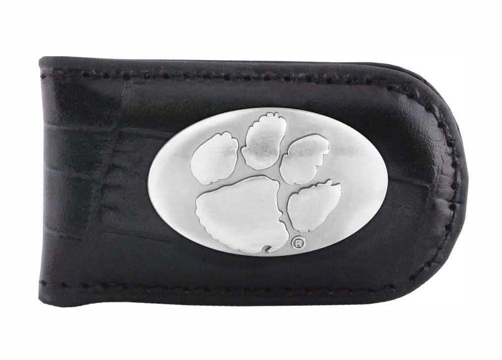 Clemson Tigers Crocodile Leather Magnetic Money Clip - NCAA