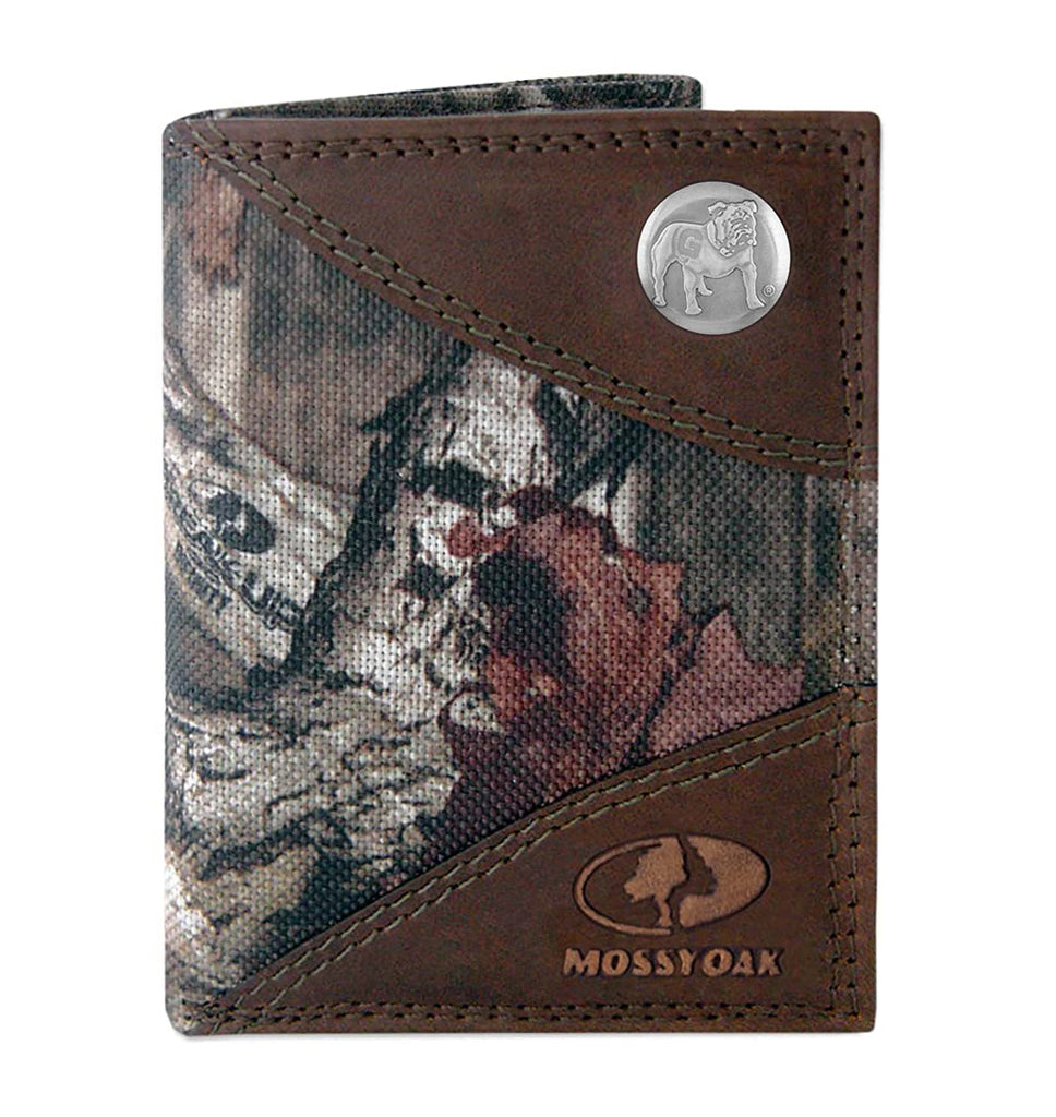 Georgia Bulldogs Mossy Oak Nylon and Leather Trifold Concho Wallet - NCAA