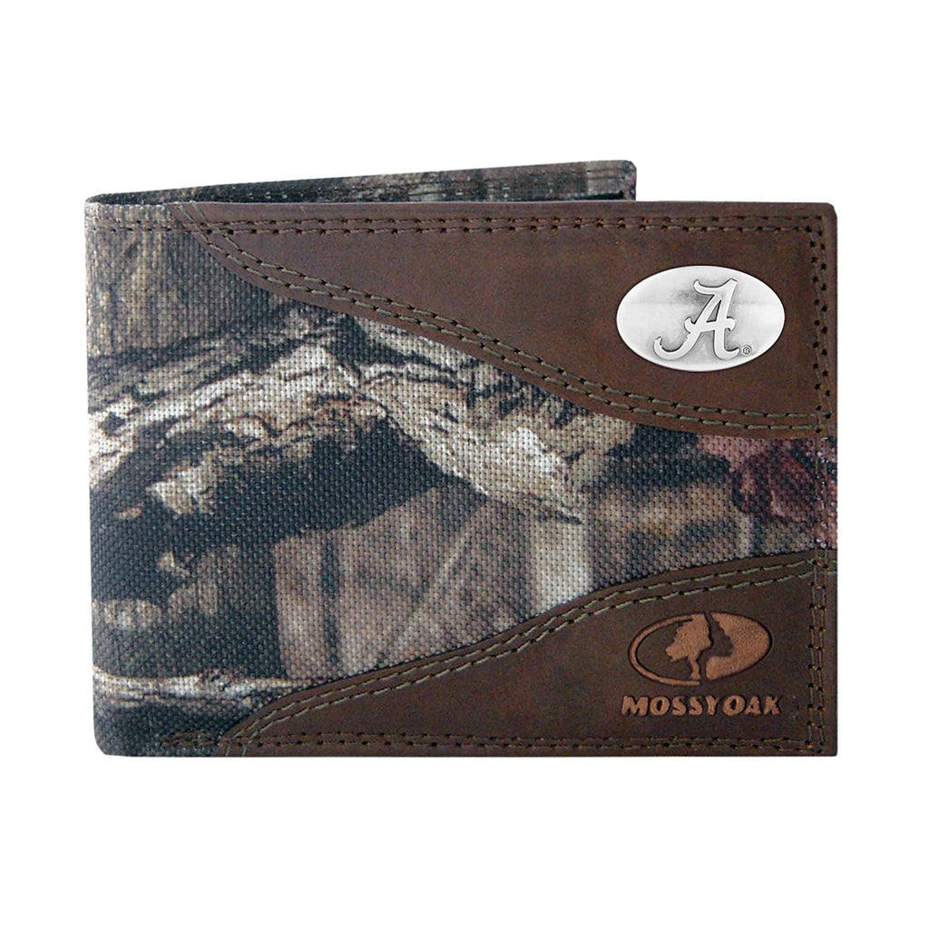 Alabama Crimson Tide Mossy Oak Camo & Leather Bifold Wallet - NCAA