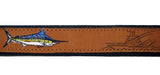 Zep-Pro Men's Embroidered Sailfish Leather Belt - Navy