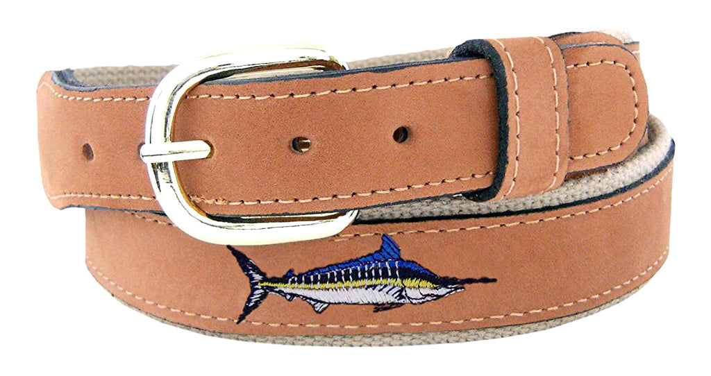 Zep-Pro Men's Embroidered Marlin Leather Belt - Tan