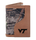 Virginia Tech Hokies Trifold Realtree Max-5 Camo & Leather Wallet - NCAA