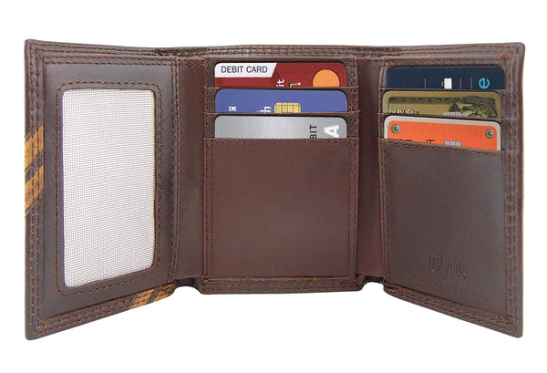 NCAA Alabama Crimson Tide Brown Leather Trifold Wallet With Concho - Official Licensed College Football