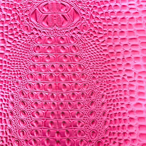 Bubble Gum Pink Faux Gator Leather Fabric - 5-Star Vinyl