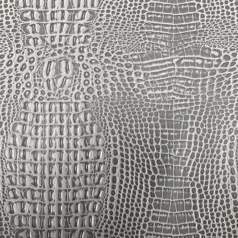 Silver Faux Gator Leather Fabric - 5-Star Vinyl