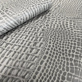Silver Faux Gator Leather Fabric - 5-Star Vinyl