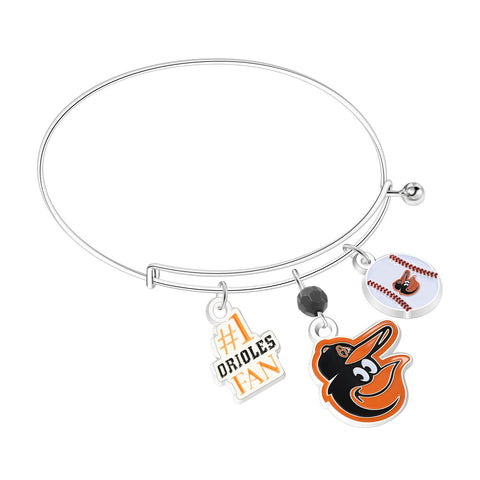 Baltimore Orioles 3-Charm Bangle Bracelet - MLB