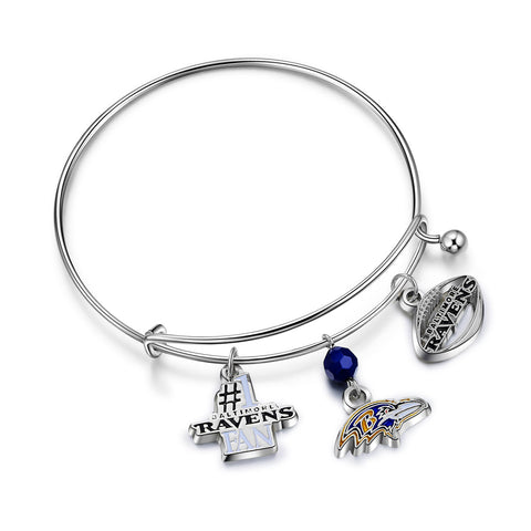 Baltimore Ravens 3-Charm Bangle Bracelet - NFL