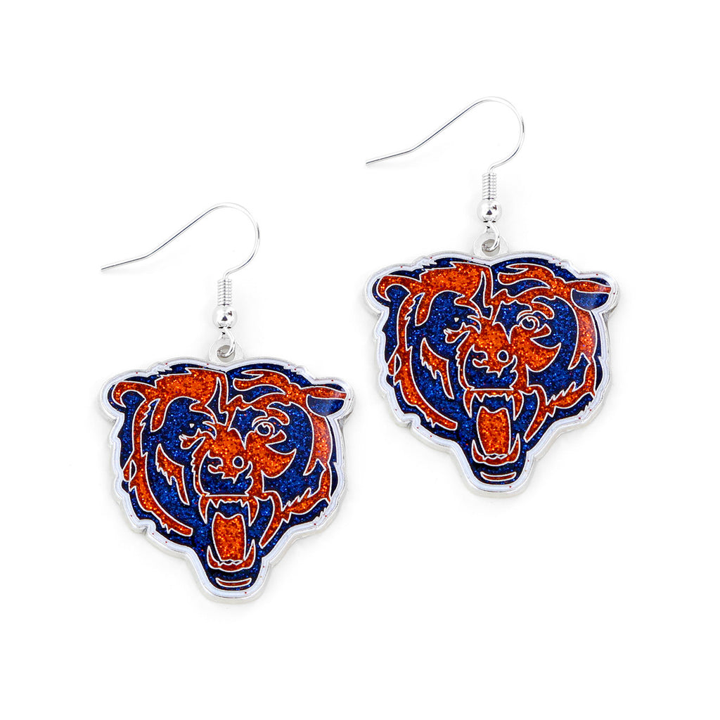 Chicago Bears Glitter Logo Earrings - NFL