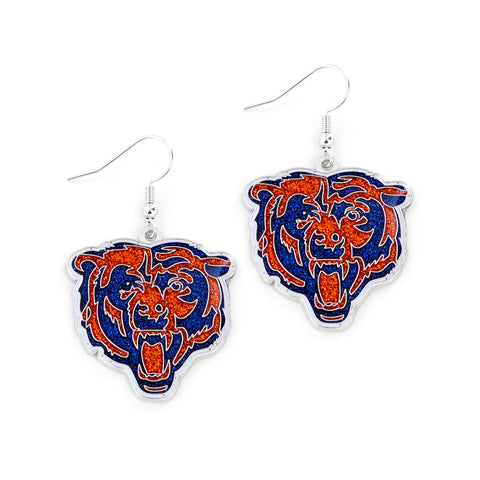 Chicago Bears Glitter Logo Earrings - NFL