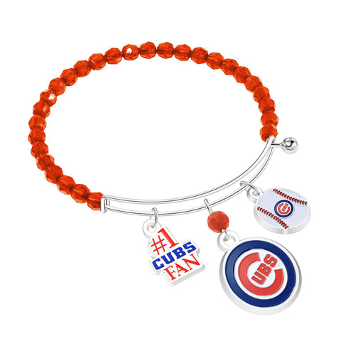 Chicago Cubs 3-Charm Beaded Bracelet - MLB