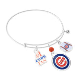 Chicago Cubs 3-Charm Bangle Bracelet - MLB