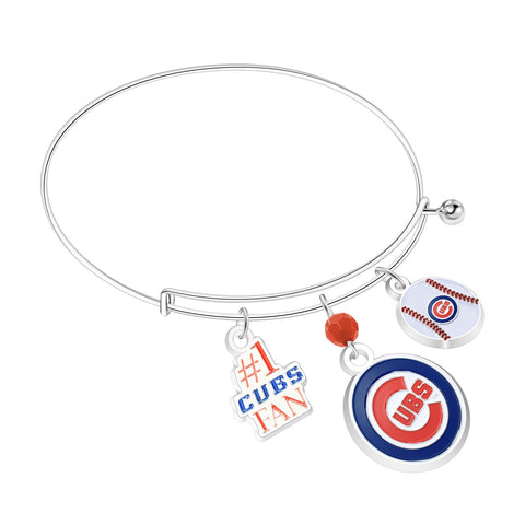 Chicago Cubs 3-Charm Bangle Bracelet - MLB