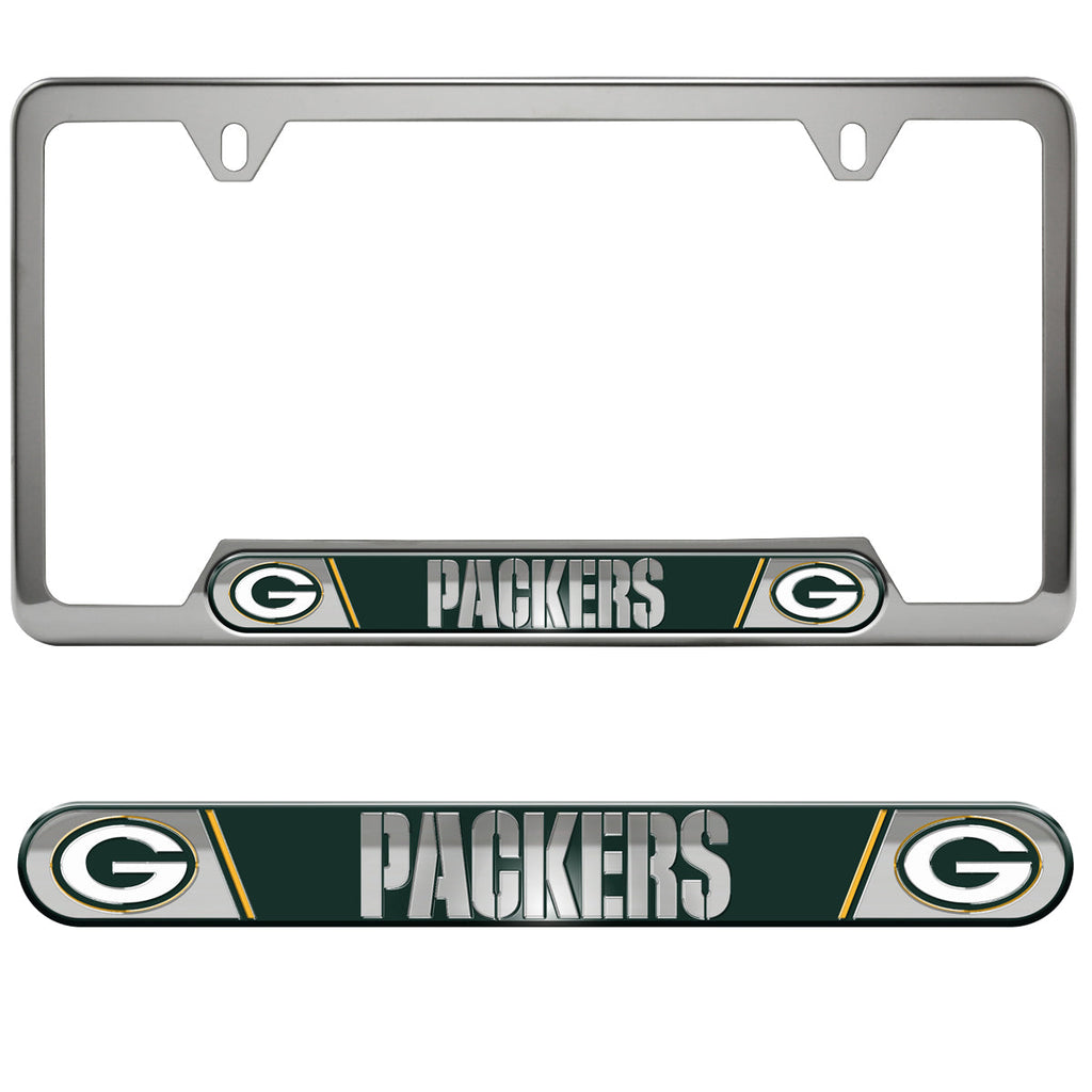 Green Bay Packers Embossed Chrome License Plate Frame - NFL