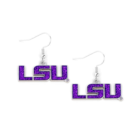 LSU Tigers Glitter Logo Earrings - NCAA