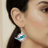 Miami Dolphins Glitter Logo Earrings - NFL