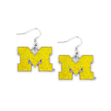 Michigan Wolverines Glitter Logo Earrings - NCAA