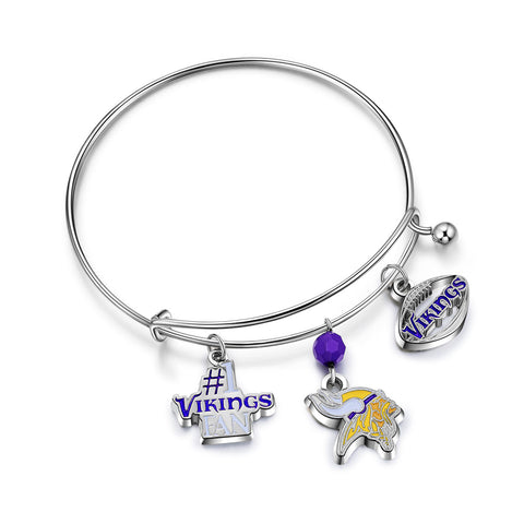Minnesota Vikings 3-Charm Bangle Bracelet - NFL