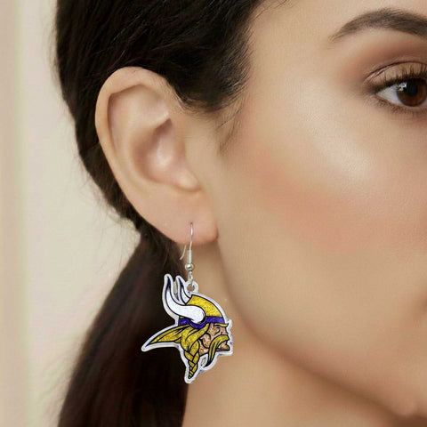 Minnesota Vikings Glitter Logo Earrings - NFL