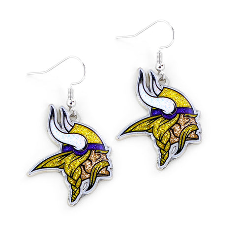 Minnesota Vikings Glitter Logo Earrings - NFL