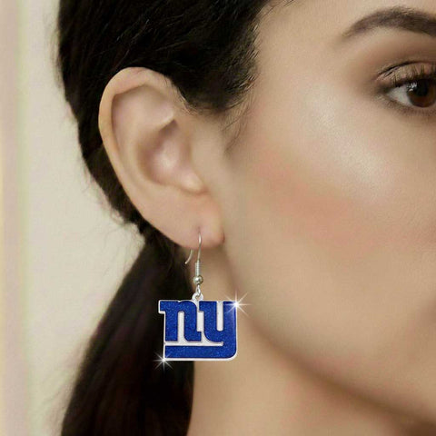New York Giants Glitter Logo Earrings - NFL