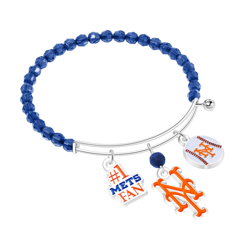 New York Mets 3-Charm Beaded Bracelet - MLB