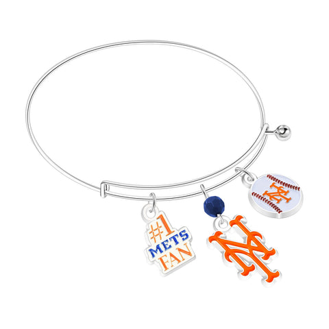 New York Mets 3-Charm Bangle Bracelet - MLB