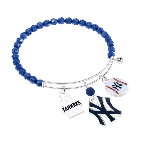 New York Yankees 3-Charm Beaded Bracelet - MLB