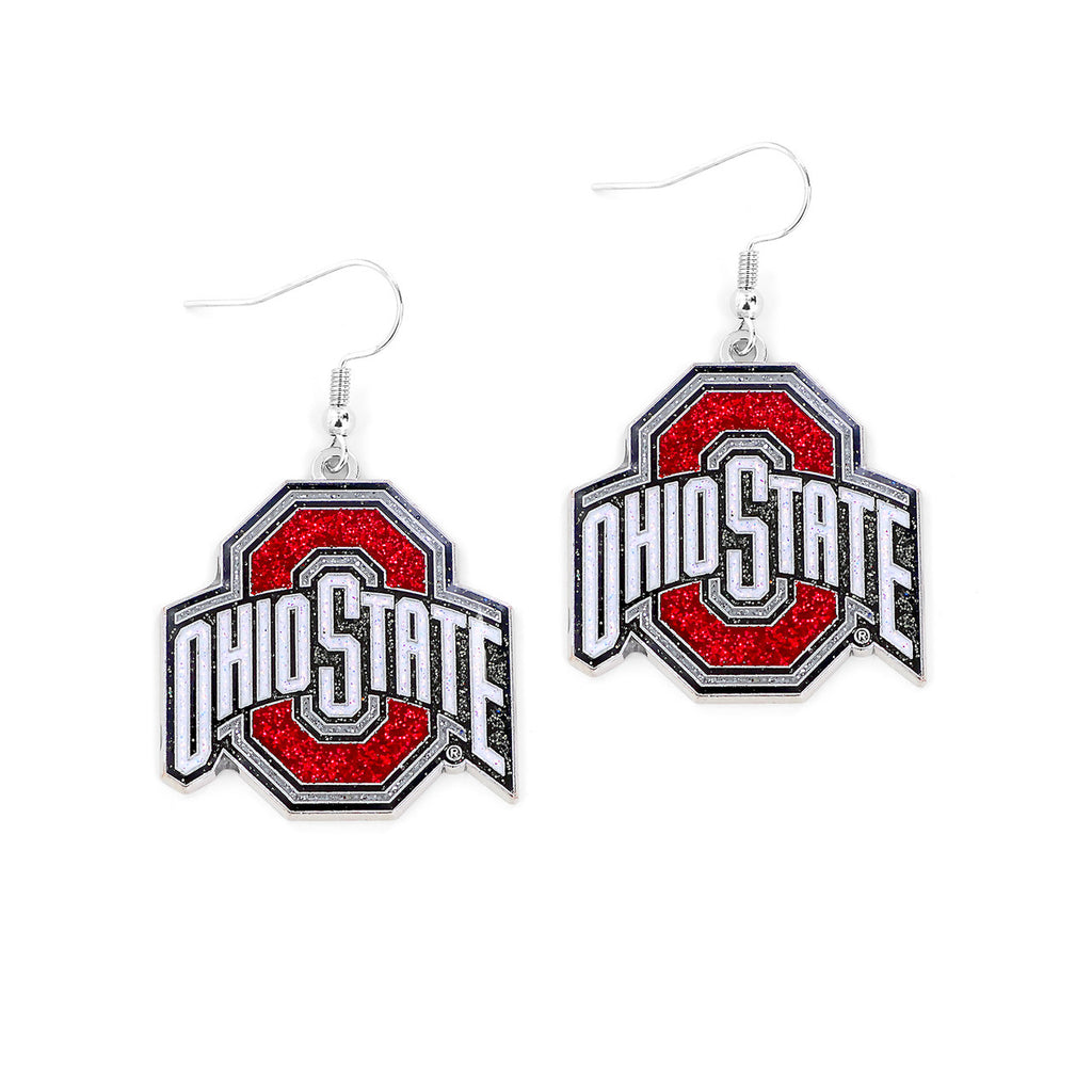 Ohio State Buckeyes Glitter Logo Earrings - NCAA