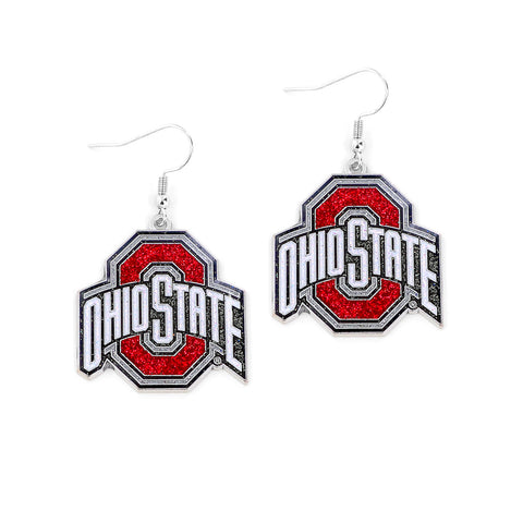 Ohio State Buckeyes Glitter Logo Earrings - NCAA
