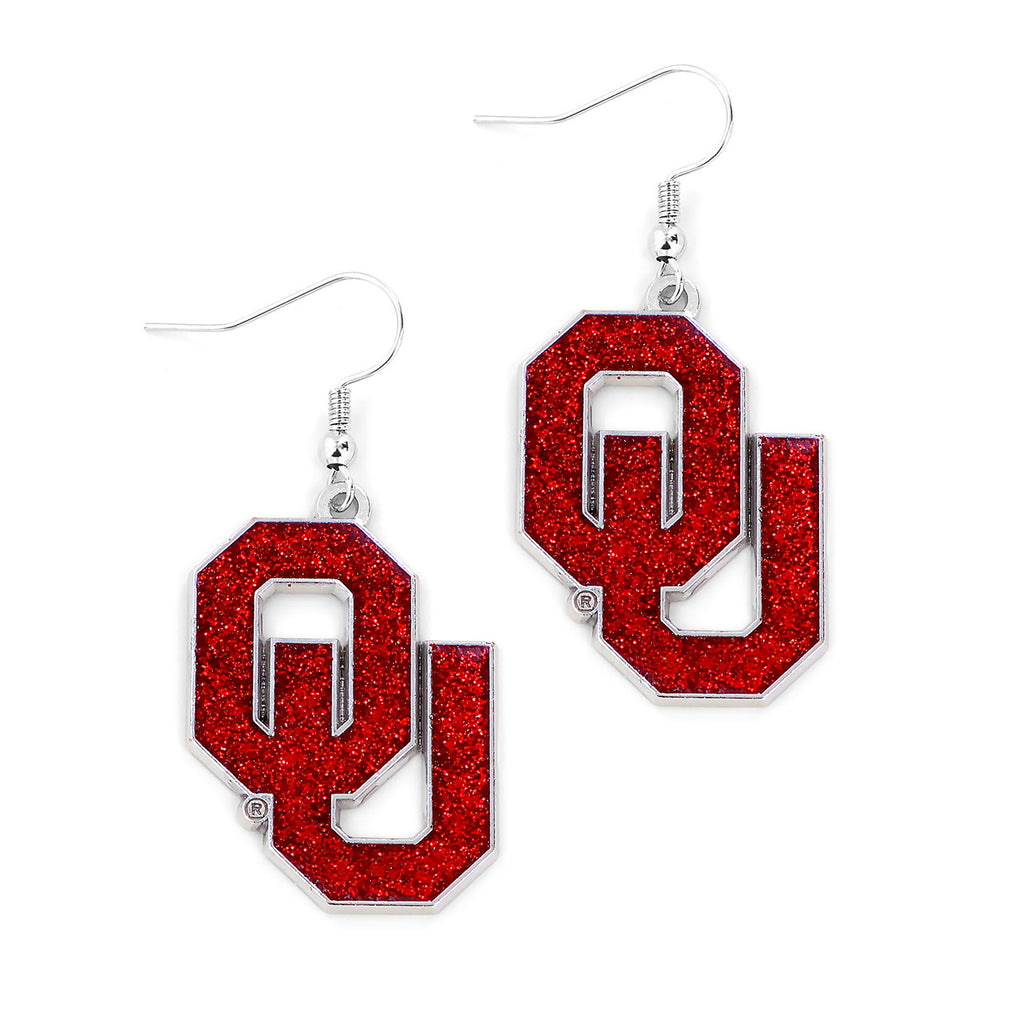 Oklahoma Sooners Glitter Logo Earrings - NCAA