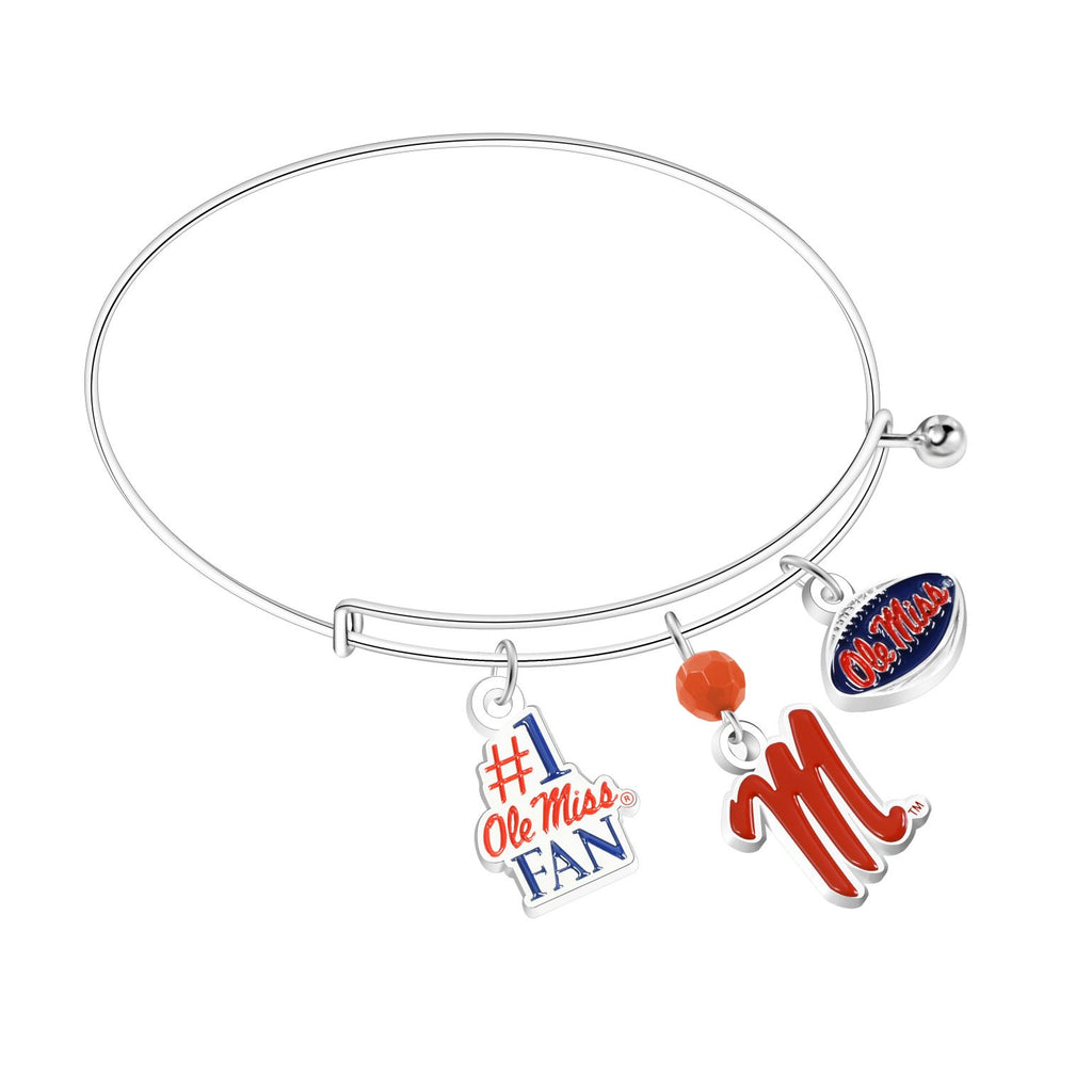 Ole Miss Rebels 3-Charm Bangle Bracelet - NCAA