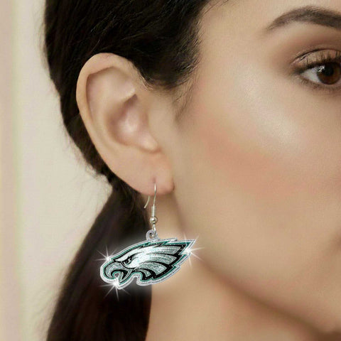 Philadelphia Eagles Glitter Logo Earrings - NFL