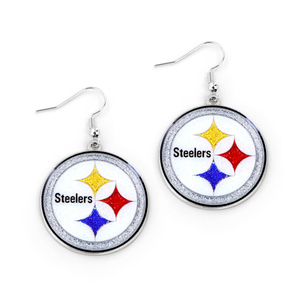 Pittsburgh Steelers Glitter Logo Earrings - NFL