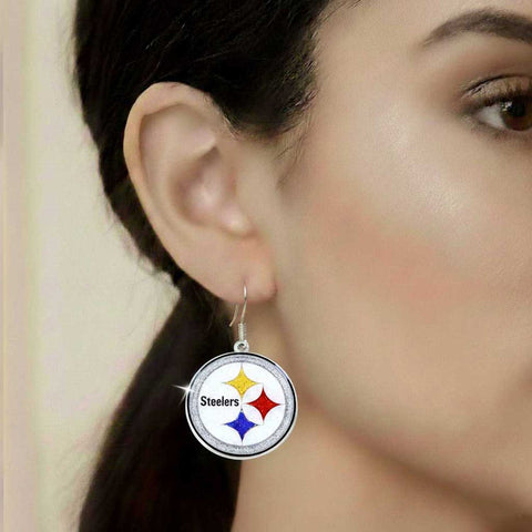 Pittsburgh Steelers Glitter Logo Earrings - NFL