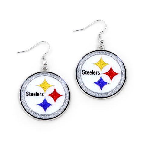 Pittsburgh Steelers Glitter Logo Earrings - NFL