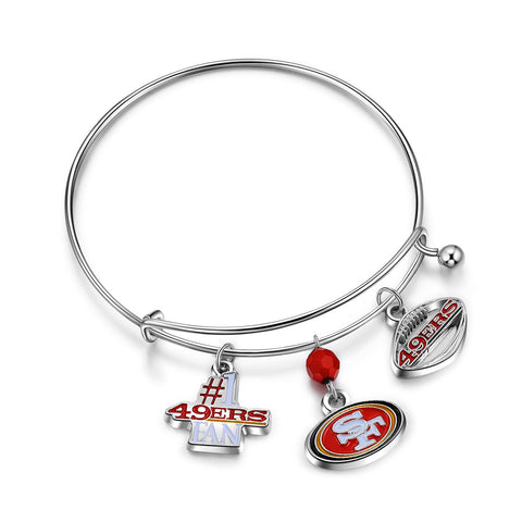 San Francisco 49ers 3-Charm Bangle Bracelet - NFL
