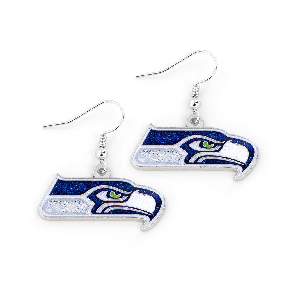 Seattle Seahawks Glitter Logo Earrings - NFL