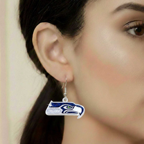 Seattle Seahawks Glitter Logo Earrings - NFL