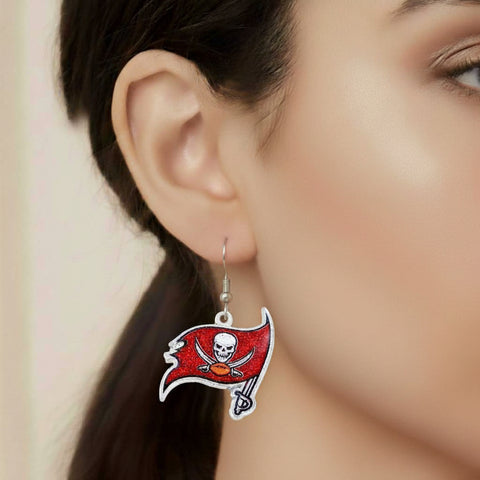 Tampa Bay Buccaneers Glitter Logo Earrings - NFL