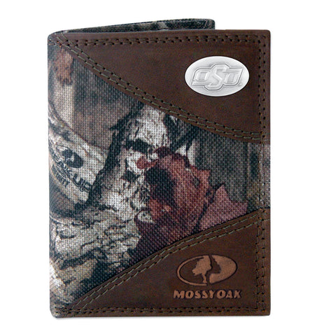 NCAA Oklahoma State Cowboys Zep-Pro Pebble Grain Leather Roper Concho Wallet, Brown : Sports Fan Wallets