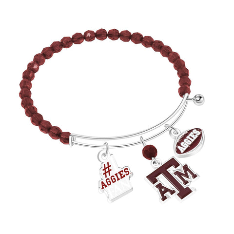 Texas A&M Aggies 3-Charm Beaded Bracelet - NCAA