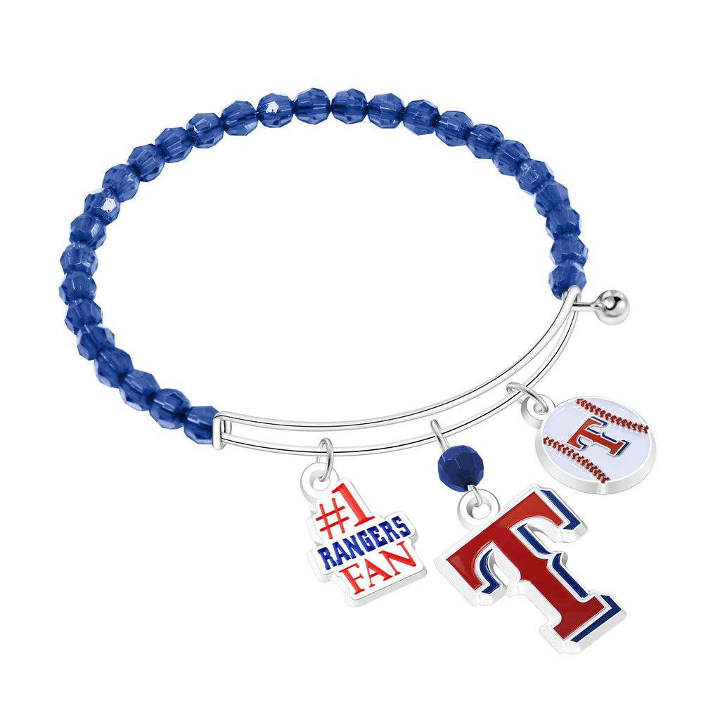 Texas Rangers 3-Charm Beaded Bracelet - MLB